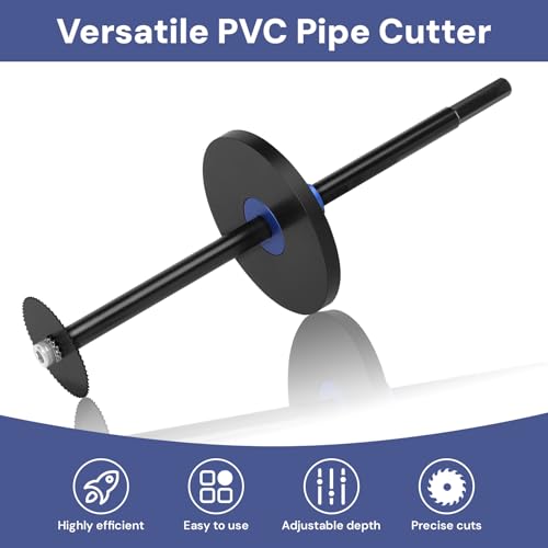 Image of PVC Pipe Internal Cutter Set - 360 Rotating Cutter, adjustable depth gauge, 5 HSS Saw Blades & Hex Key Shaftand 2 mandrels, portable PVC /ABS pipe cutter forinternal cutting (Black, 7 Inch)