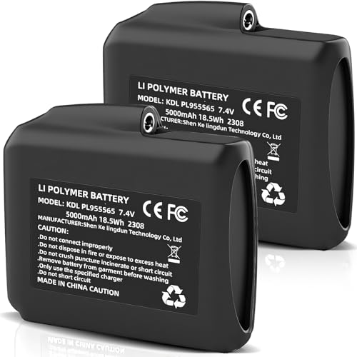 Hczykya 7.4V 5000mAh Lithium Polymer Batteries - 2pcs Rechargeable Li-Polymer Batteries for Heated Gloves Socks Hats Jacks. Support 3.5mm Female DC Jack, Suitable for Skiing, Hunting, Hiking