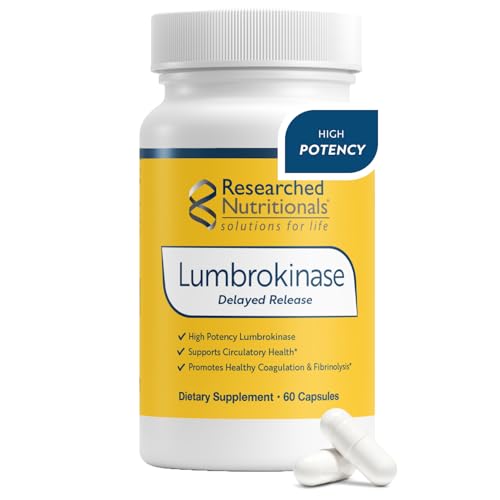 Researched Nutritionals Lumbrokinase Supplement - Enzyme Nutritional Supplements for Circulatory Support & Fibrin Balance - High-Potency 880 000 IU with Delayed Release (60 Capsules)