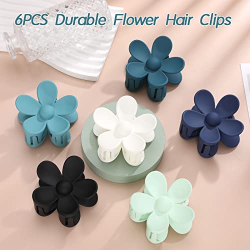 6 Packs Matte Flower Hair Clips, Large Claw Clips For Thick Hair, Cute Daisy Hair Claw Clips For Thin Hair, Non-Slip Strong Hold Jaw Clips For Hair, Big Floral Claw Clips For Women & Girls, Hair Accessories For Gifts, 6 Colors #TOP4