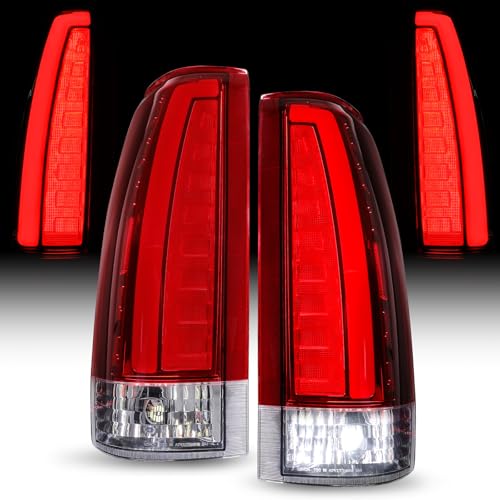 KIGEMOS Pair RED LED Tail Lights Compatible with Chevrolet GMC C/K Silverado Sierra Pickup Trucks 1988-1998 Suburban Tahoe Yukon Blazer 1992-1999 OE Style Plug & Play Rear Lamps