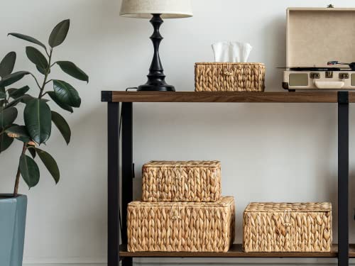 Image of StorageWorks Wicker Basket with Lid, Storage Baskets with Lids, Hyacinth