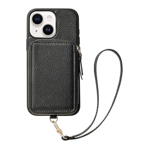 Zve HT-I13-PU-ZIP-BLA For Iphone 13 Wallet Case cover
