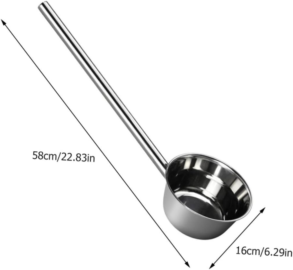 1pc Thickened Stainless Ladle Long Reach for Garden Watering Bailer Smooth Spout Ergonomic Handle Kitchen Tool