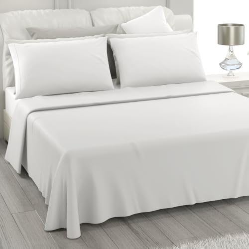 L'ANTICO ARCOLAIO - Lenzuola una Piazza e Mezza Francese 100% Cotone Completo con Federe Cuscini, Set Anallergico e Antiacaro, Colore Tinta Unita, Manifattura Made in Italy con Fibra Naturale