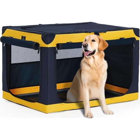 A4Pet Collapsible Dog Crate, Travel Dog Crate - Lightweight, Durable and Portable Dog Crate with 3-Door, Adjustable Stainless Steel Frame, Soft Dog Crate, Travel Dog Kennel Cover