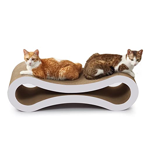 PetFocus® Ultimate Cat Scratcher Lounge, Superior Cardboard & Construction, Reversible Durable & Long Lasting Scratcher, significantly outlasts cheaper alternatives. (Cloud White)