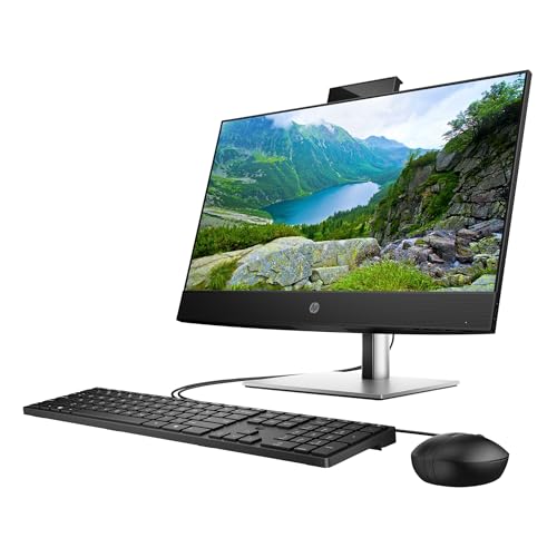 Image of HP ProOne 24 inch All-in-One Desktop Computer, FHD IPS Display, 6-core Intel Core i5-12500 Processor, 16GB RAM, 1TB SSD, Webcam, USB-C, DisplayPort + HDMI, Wired KB&Mouse, Windows 11 Pro