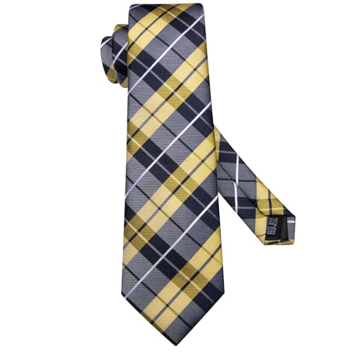 Image of Hi-Tie Men Ties Sets Silk Stripe Paisley Necktie Pocket Square Cufflinks for Business Wedding
