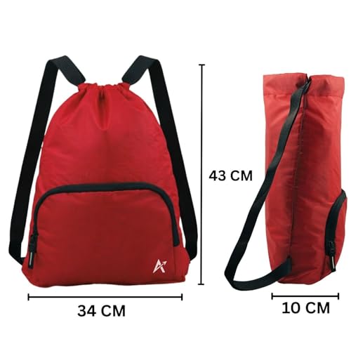 Image of Tukzer 15L Drawstring Daypack,Tablet Sleeve, Gym Bag Rucksack Backpack with Zip Pocket, Sports Shoe Bag, Shoulder Strap Breathable Mini Travel Backpacks for Men and Women, Aliens 34 X 43 X 10 CM-Red