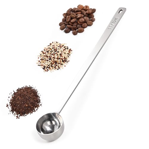 Doosu Metal 8.5in Long Handle Coffee Scoop for Ground Coffee (1 Tbsp)
