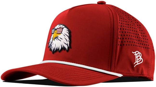 Bills Toque Branded Bills Old Glory PVC Hat - Curved Bill 5-Panel Rope Hat With USA Flag Patch Performance Baseball Cap