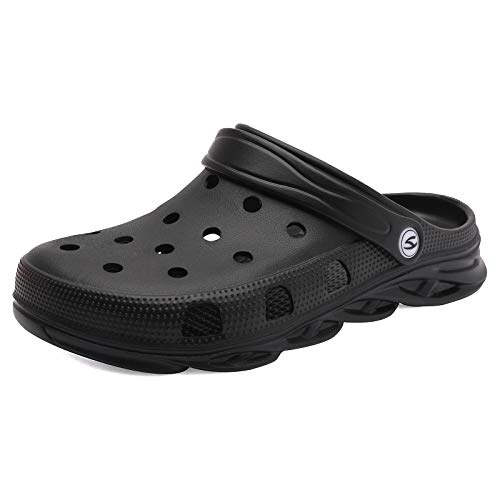 Woueoi Men And Women Slippers Sandals Unisex Garden Clogs Shoes D-Black,Women 10.5/Men 9.5 #TOP1