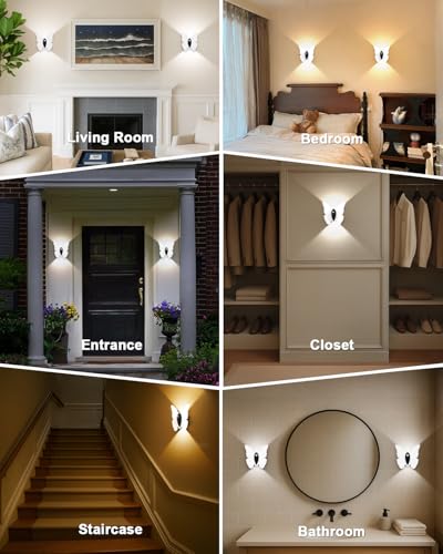 Image of Eneru Motion Sensor Wall Sconce Set of 4, Rechargeable Wall Lights, White | 5000mAh Battery Operated Wall Sconces, Motion Activated, Magnetic Butterfly Night Light for Hallway Stair Closet Pantry Porch