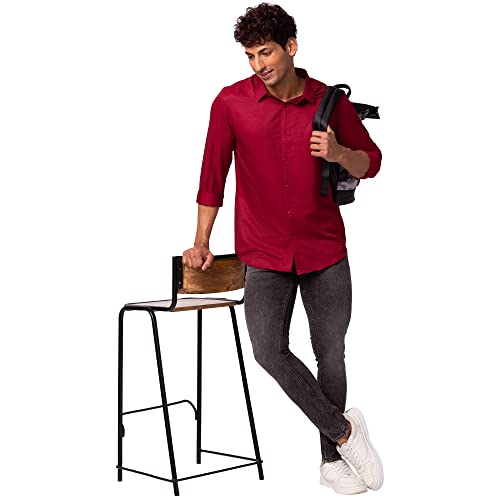 Image of Spykar Men's Slim Fit N /A Full Sleeve Solid Casual Shirts