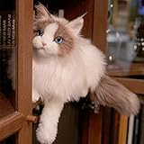 Chongker Stuffed Animals Handmade Realistic Ragdoll Cat Plush Companion Pet Gifts for Women Birthday Anniversary Cat Lover