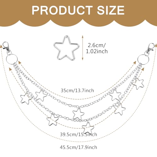 Vintage Pants Chain Chain Belts for Women, Star Jean Chain Belt Layered Pocket Chain Waist Chain Body Accessories for Women Men, Rock Wallet Chain2