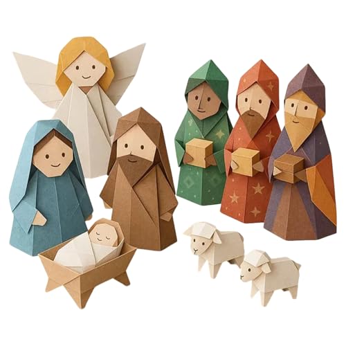 Generisch DIY Paper Nativity Scene, Handgefertigtes Papier Krippe...