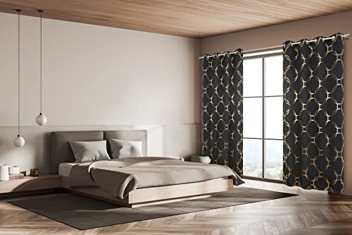 image for DADAFISHER Black and Gold Blackout Curtains 63 Length for Bedroom,Gold