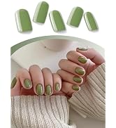 NNWW Solid Semi Cured Gel Nail Strips 20pcs Spring Gel Nail Wraps with UV Light, Long-Lasting & E...