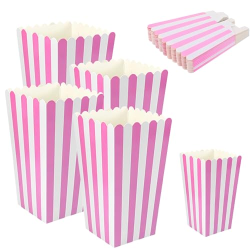 Boite Pop Corn, 20 Pièces Pot Pop Corn Carton, Sucre, Chips, Bretzels, Snacks Fentiaowen, Bonbons (Rayures Roses)