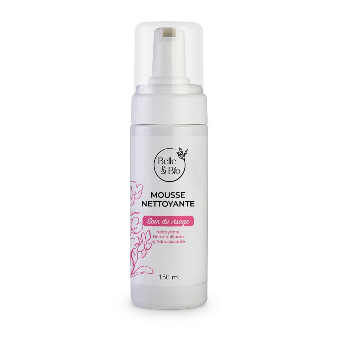 Belle & Organic Facial Cleansing Foam - Make-Up Remover, Softener, Toning - All Skin - Certified Organic Ecocert - 150 ml