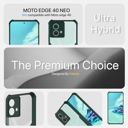 Image of Outlouders Back Cover for Motorola Moto Edge 40 Neo | Ultra Hybrid Transparent | Full Camera Protection | Raised Edge | Crystal Clear Bumper Case (Green)