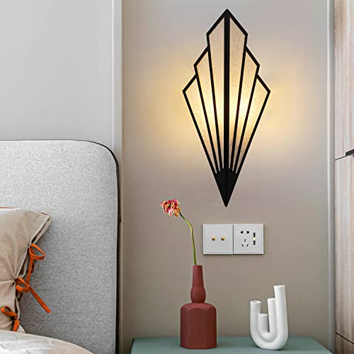 Zlveidens 2 Pack Wall Sconces, Modern Wall Lamps，Black Wall Sconce，Plug In Or Hardwired Indoor Wall Lights, Art Deco Lighting Fixture,For Bedroom Living Room Bathroom Dining Bedside ，E12 Socket #TOP6