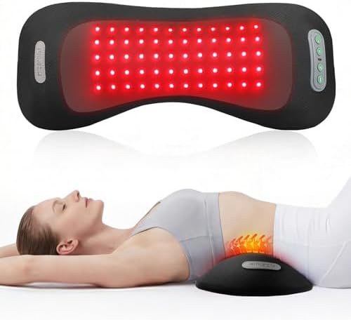 FliKEZE 4-in-1 Rückenmassagegerät mit Rotlicht und 5000mAh Akku | Kabelloses Massagekissen mit Wärme, Vibration und Luftkissen-Technologie für komfortable Nutzung zu Hause, Büro un