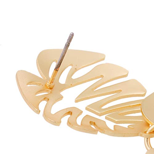 Gold Green Palm Leaf Dangle Earrings Tropical Monstera Leaves Eardrop For Women Girls Bohemia Jewelry-Gold #TOP4