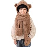Cipliko Cálido Gorro Lindo con Orejas de Oso,Nuevos Gorros Lindos 3 en 1 de Invierno para niños | Moda Invierno niño niñas Lindo Oso Animal Invierno Sombreros