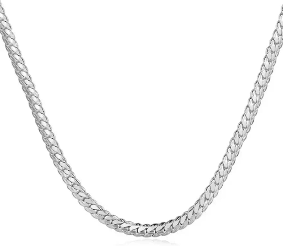 MEENAZFashion jewellery Silver Platinum Stainless Steel Spiga/Wheat Chains Neck Chain Necklace for Men Boys Boyfriend gents man women girls stylish (Silver)