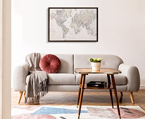 Kate And Laurel Sylvie Vintage World Map Framed Canvas Wall Art By The Creative Bunch Studio, 23X33 Brown, Decorative Map Art For Wall #TOP2