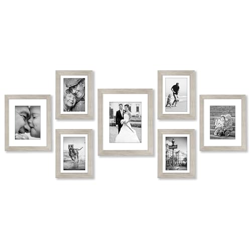 Americanflat Set of 7 Picture Frames with Shatter-Resistant Glass -