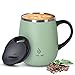 IDEUS Tazza da caffè 470 ml (16 once), doppia parete isolata sottovuoto in acciaio inox tazza da caffè e tè con manico antiscivolo e coperchio del modulo cursore e grande volume (verde)