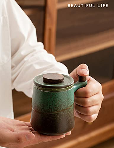 Tasse à thé céramique vert vintage 320ml pour infuser sans se brûler