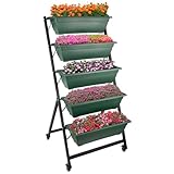 Raised Garden Beds - 5 Tier Vertical Garden Planter - Planters for Outdoor Plants - Gardening and Greenhouse Accessories by Pure Garden (Green)