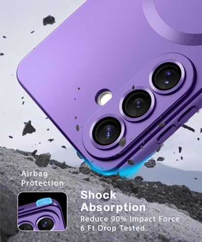 Image of DIZORO Samsung S26 Plus case Compatible with Mag Safe Matte Luxury Metallic Luster Flexible TPU Shockproof Back Cover with Camera Protector Lens - Violet