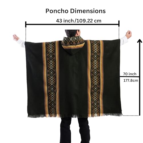 QISU Alpaca Wool Poncho, Handmade in Ecuador, Thick, Warm and Alpaca Wool Poncho, Lightweight and Soft3