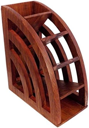 WhopperIndia Wooden Desktop Storage Organizer/Remote Control Caddy Holder Wood Box Container for Desk, Office Supplies (19.05 x 7.62 x 15.24 cm)