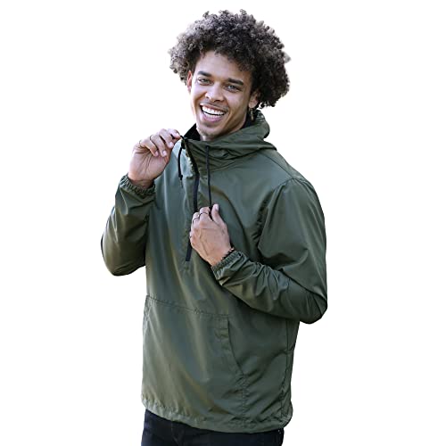 Global Blank Lightweight Windproof Windbreaker Shell, Pullover Half Zip-Up Hoodie Jacket For Men And Women, Army/Black Zip, Xl #TOP5
