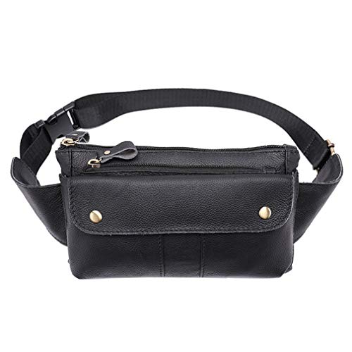 Xieben Vintage Fanny Pack De Cuero para Los Hombres Bolso De La Cadera Bolso De La Cadera Teléfono Bum Cinturón Messenger Hombro Sling Bolsas De Pecho Negro Cover