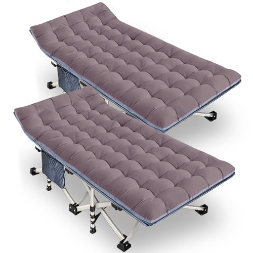 GETOVIN 32" Width 2 Pack XXL Cot, Camping Cot with Mattress Comfortable