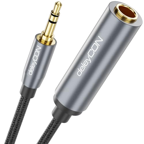 deleyCON 3,5mm na 6,3mm Klinke STEREO - AUX Kabel Adapter Audio TRS - Wtyk 3,5mm do Gniazda 6,3mm, 20cm - do Słuchawek, Głośników, Gitary, Wzmacniacza, HiFi