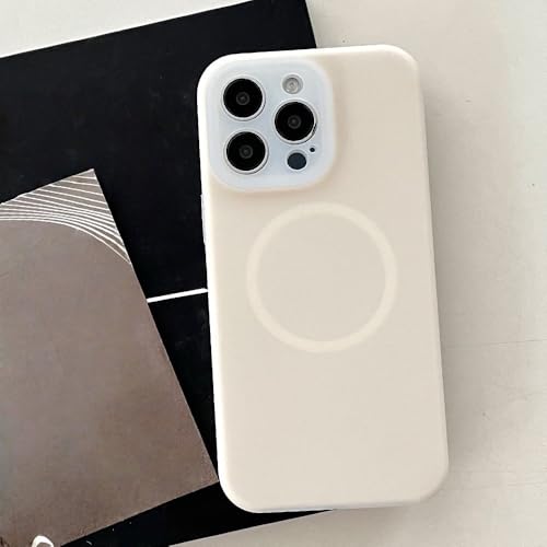 Coque silicone liquide pour iPhone 16 Pro Max en blanc crème élégant