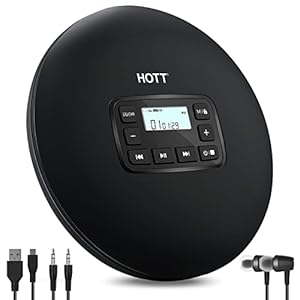 HOTT CD204 CD Player Tragbar Discman Walkman Compact Player, Tragbarer CD Player MP3-CD Player mit Kopfhörern antishock…