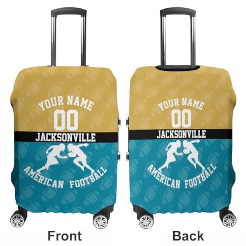Custom Jacksonville Style Suitcase Cover Personalized Name And Number Football Style Travel Luggage Cover,Washable Scratch Resistant Decorative Luggage Protector (For 18-32 Inch Luggage)3