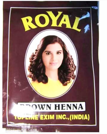Royal Brown Henna Hair Color Powder, Natural Hair Dye, Professional Salon Quality, Brown, Pack of 6 x 10 grs