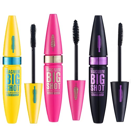 4D Silk Fiber Black Mascara - 3PCS Different Brush Heads Mascara - Mascara Black Volume and Length Waterproof - Extra Long Thick & Voluminous Lash Mascara - Not Blooming Curling Natural Eye Makeup10ML