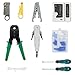 deleyCON 10-teiliges Netzwerk Werkzeug Set Mit Tasche Kabeltester Crimpzange LSA Auflegewerkzeug Abisolierzange IT Computer Netzwerk LAN CAT Werkzeug RJ11 RJ12 RJ45 Weiß Grün